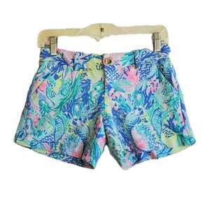 Lilly Pulitzer Callahan Stretch Shorts "Mermaid Cove" Print Multicolor Size 00